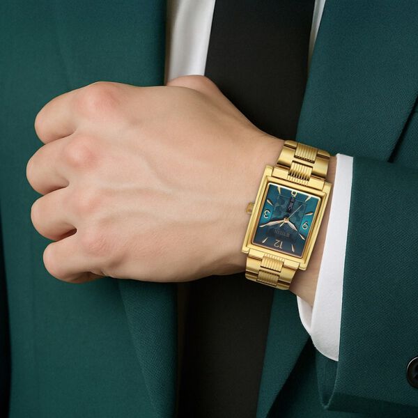 Titan Karishma Wedding Edit Analog with Day Date With Green Dial Two Toned Stainless Steel Strap Watch for Men - image number 7