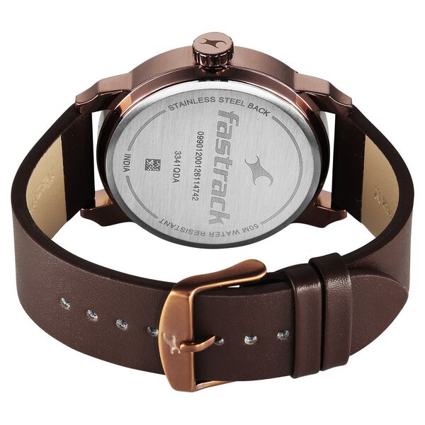 Fastrack Pulse IV Dual Time Analog Watch with Green Dial & Brown Leather Strap For Guys - image number 5