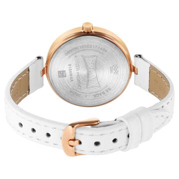 Sonata Utsav Rose Gold Dial White Leather Strap Watch for Women