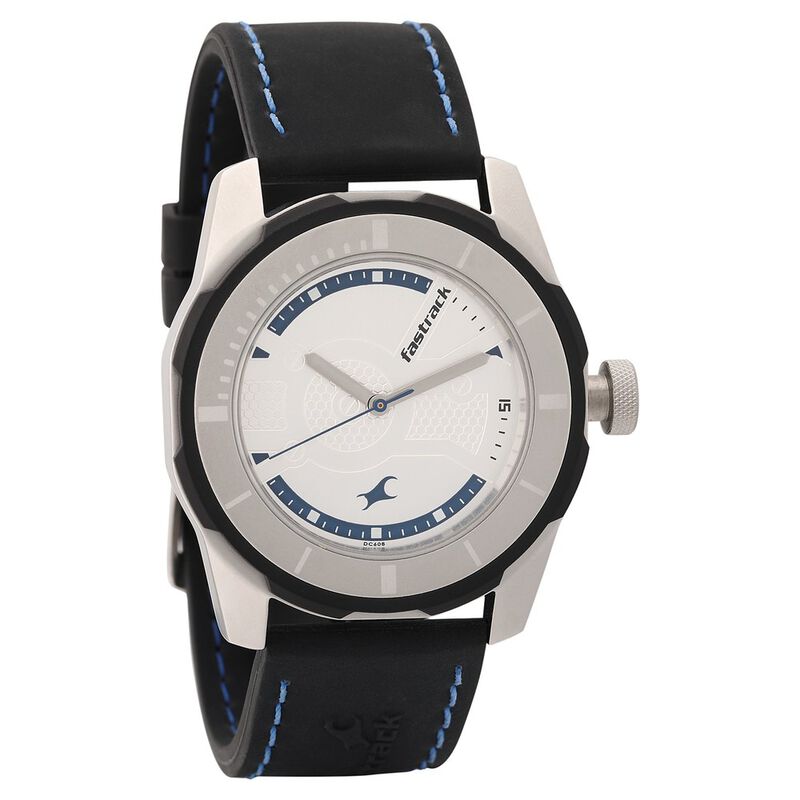 Fastrack Quartz Analog Silver Dial Plastic Strap Watch for Guys