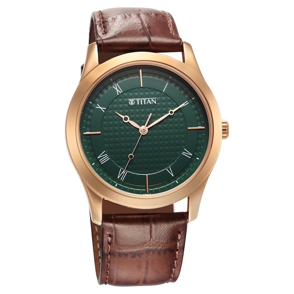 Buy Online Titan Karishma Green Dial Analog Leather Strap Watch for Men ns1823wl02 Titan