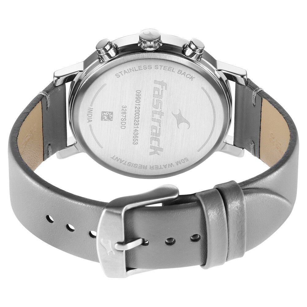 Buy Online Fastrack Kronos Multifunction Grey Dial Leather Strap Watch for Guys ns3287sl05 Titan