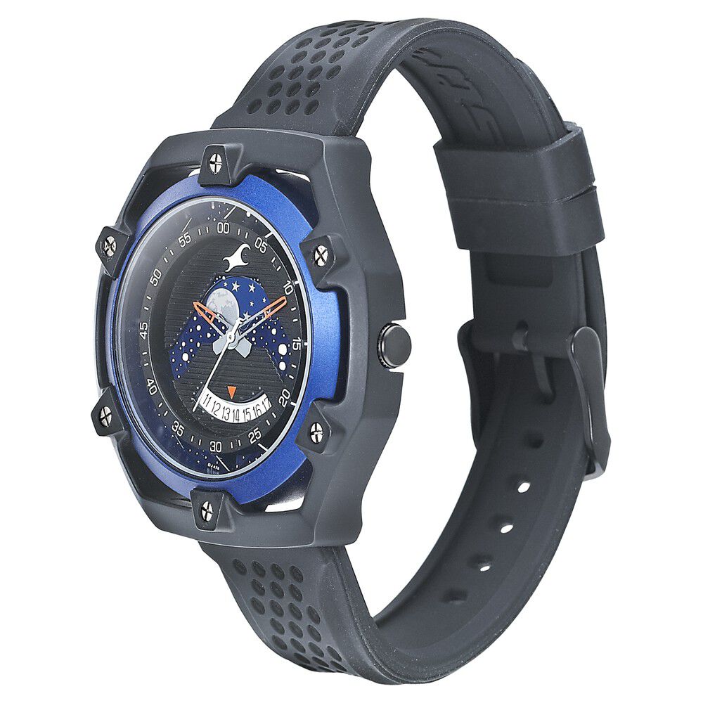 Buy Online Fastrack Space Rover Quartz Analog Moonphase Black Dial
