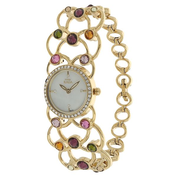 Titan Raga Mother of Pearl Dial Women Watch With Metal Strap - image number 1