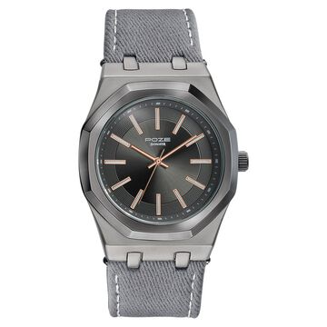 Poze Poze Quartz Analog Grey Dial Grey Denim Strap Watch For Men
