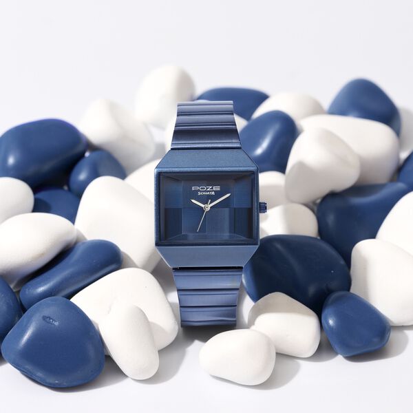 Poze By Sonata Quartz Analog Blue Dial Blue Stainless Steel Strap Watch - image number 0