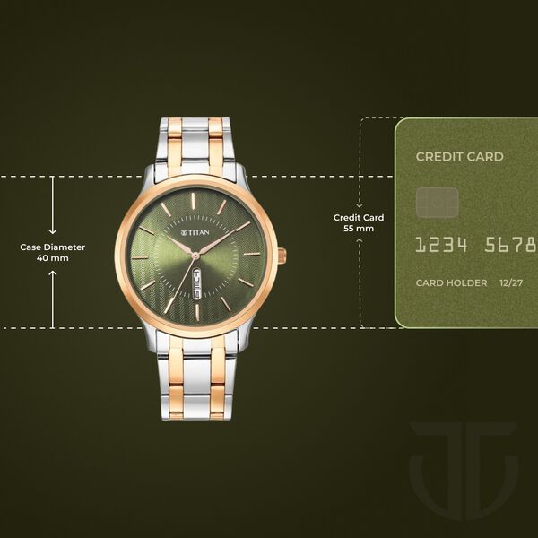 Titan Quartz Analog Green Dial Stainless Steel Strap Watch for Men - image number 2