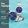 Titan Quartz Analog with Date Blue Dial Stainless Steel Strap Watch for Couple - image number 1