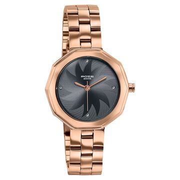 Poze By Sonata Quartz Analog Grey Dial Rose Gold Stainless Steel Strap Watch For Women