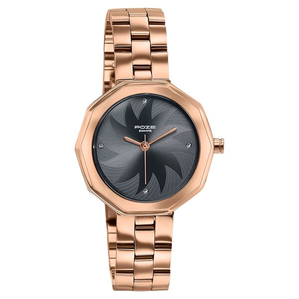 Poze By Sonata Quartz Analog Grey Dial Rose Gold Stainless Steel Strap Watch For Women - image number 2