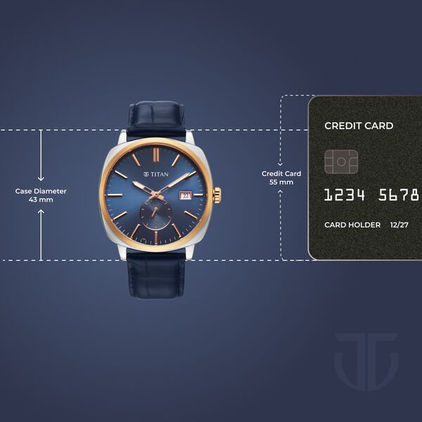 Titan Classique Suave Analog with Blue Dial Blue Leather Strap Watch for Men - image number 3