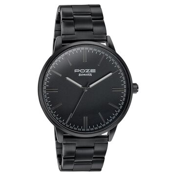 Sonata Poze Quartz Analog Black Dial Metal Strap Watch for Men