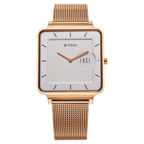 Titan Edge Quad Quartz Analog White Dial With Rose Gold Stainless Steel Strap Watch For Men - image number 0