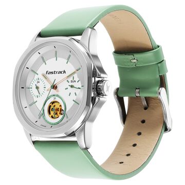 Fastrack Exuberant Quartz Analog White Dial Leather Strap Watch for Guys