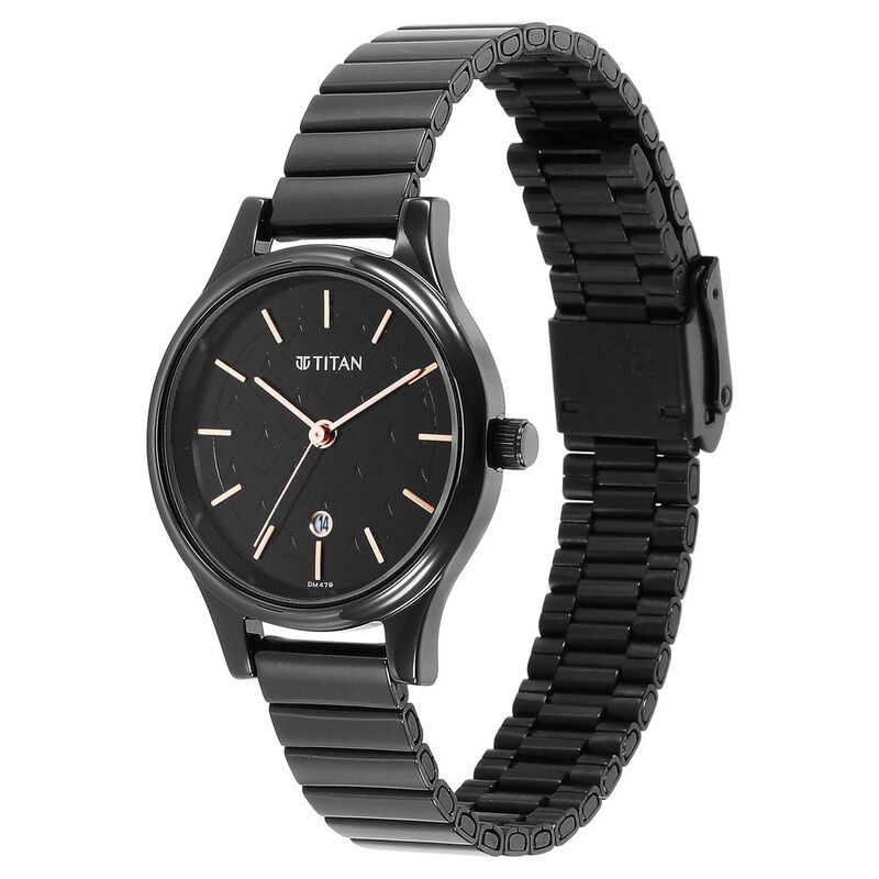 Buy Online Titan Karishma Black Dial Metal Strap Watch for Women