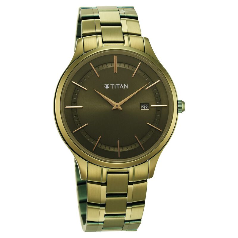 Titan Classique Slimline Green Dial Analog with Day and Date Stainless Steel Strap watch for Men - image number 0
