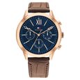 Tommy Hilfiger Blue Dial Brown Colour Leather Strap Watch for Men - image number 0