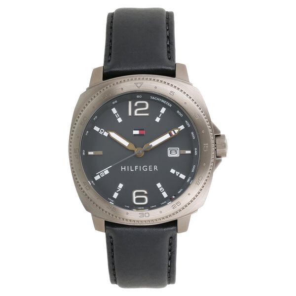 Tommy Hilfiger Quartz Analog with Date Black Dial Leather Strap Watch for Men - image number 0