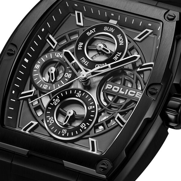 Police Quartz Multifunction Grey Dial Black Silicone Strap Watch for Men - image number 3