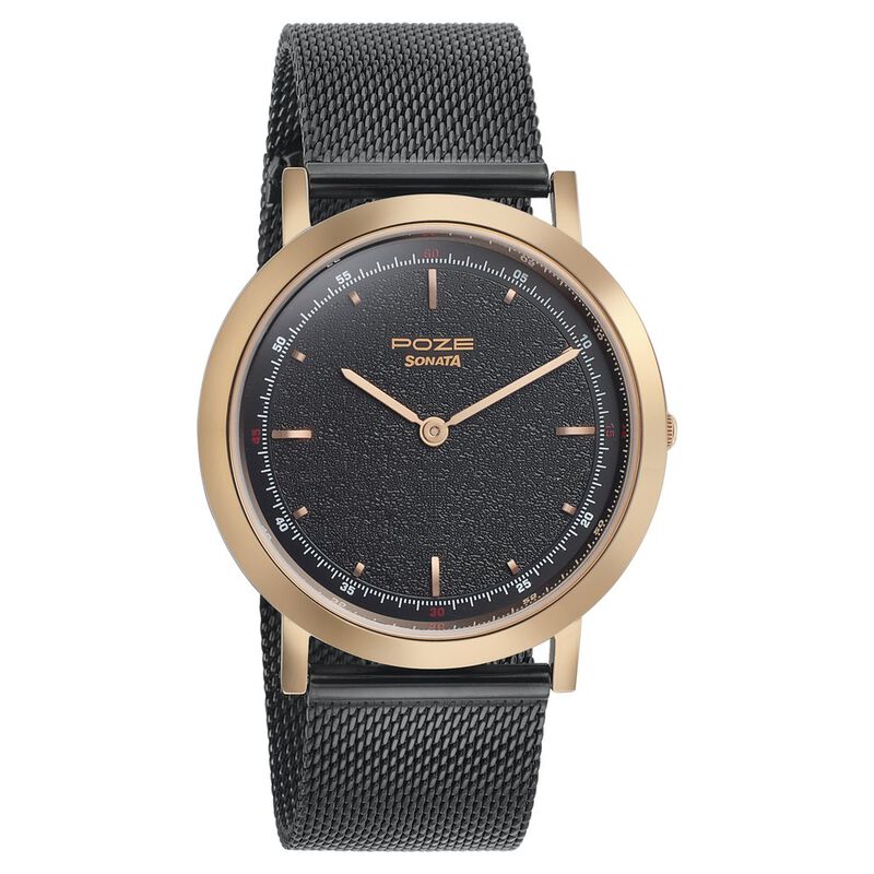 Sonata Poze Quartz Analog Grey Dial Stainless Steel Strap Watch for Men