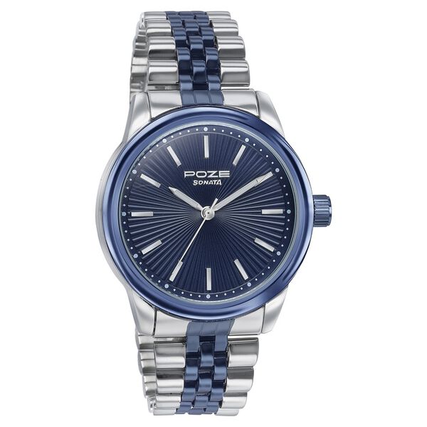 Sonata Poze Quartz Analog Blue Dial Stainless Steel Strap Watch For Men - image number 2