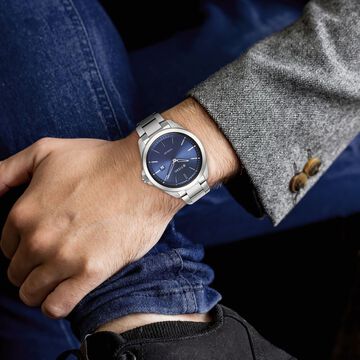 Titan Titanium Quartz Analog Blue Dial Titanium Strap Watch for Men
