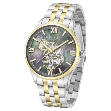 Kenneth Cole Automatic Automatic Mother Of Pearl Dial Two Toned Stainless Steel Strap Watch For Men