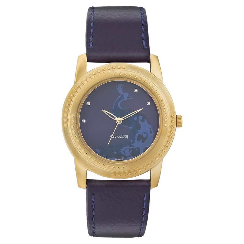 Sonata Quartz Analog Purple Dial Strap Watch for Women