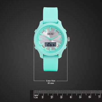 Zoop Ana-Digi Watch with Silver Dial & Green Strap for Girls Kids, from House of Titan