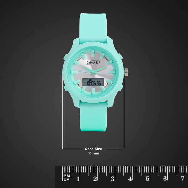 Zoop Ana-Digi Watch with Silver Dial & Green Strap for Girls Kids, from House of Titan - image number 3