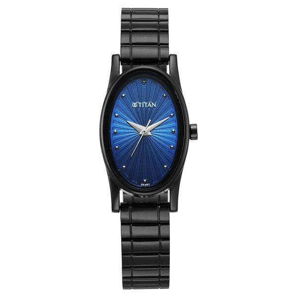 Titan Karishma Quartz Analog Blue Dial Black Stainless Steel Strap Watch For Women - image number 0