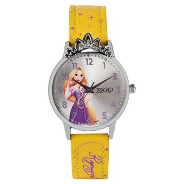Zoop Disney Rapunzel Analog Watch with Silver Dial & Yellow Strap for Girls Kids, from House of Titan