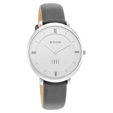 Titan Women Edge Black Dial Black Leather Strap Watch