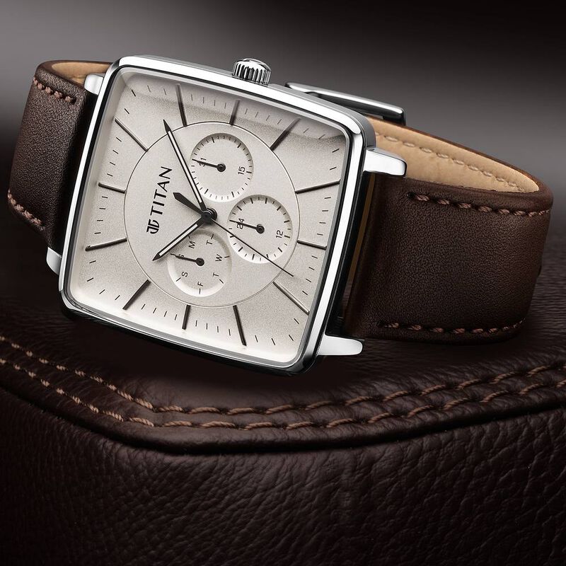 Titan Avant Garde Quartz Multifunction Silver Dial Leather Strap watch for Men - image number 0