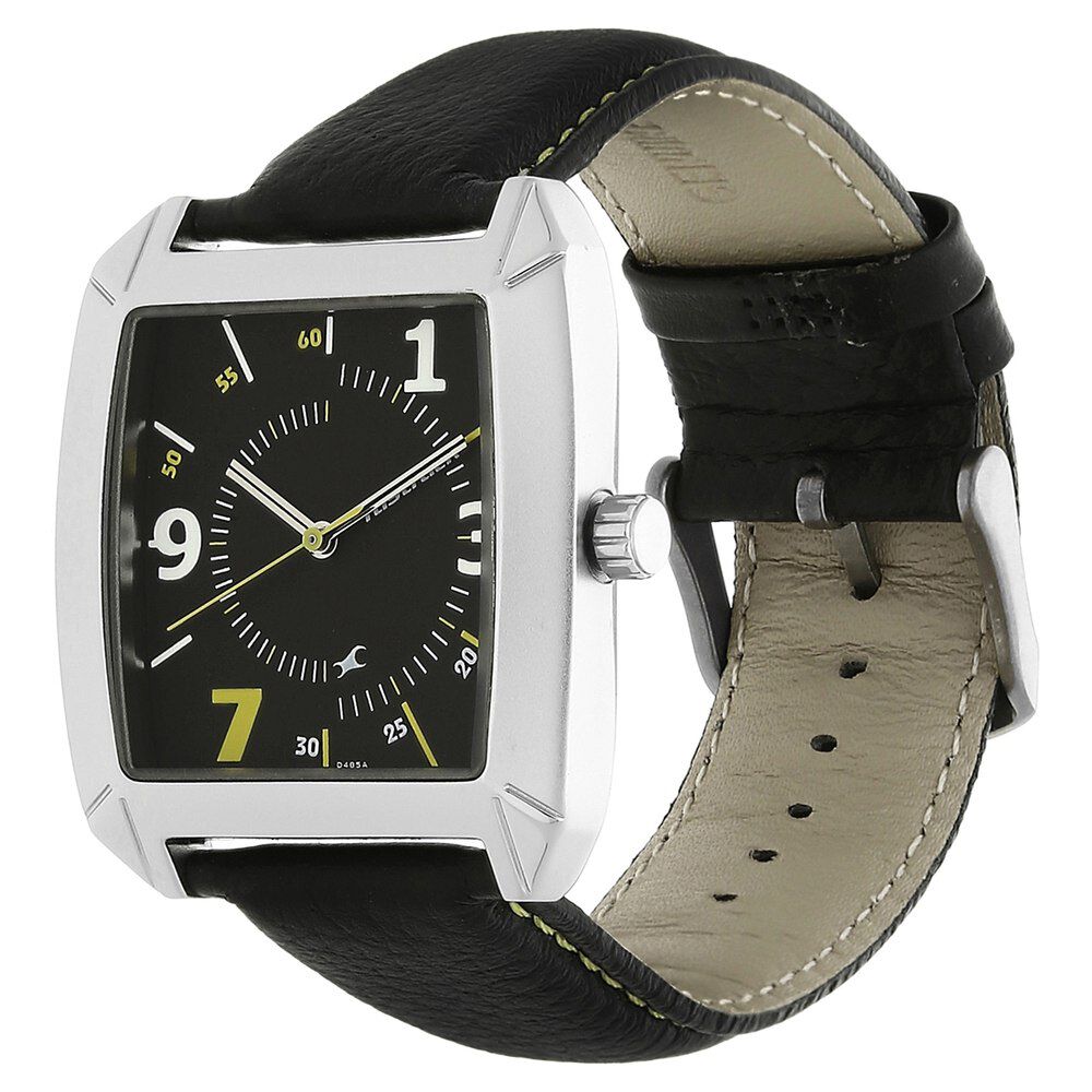 Buy Online Fastrack Quartz Analog Black Dial Leather Strap Watch for Guys nk9336sl03 Titan