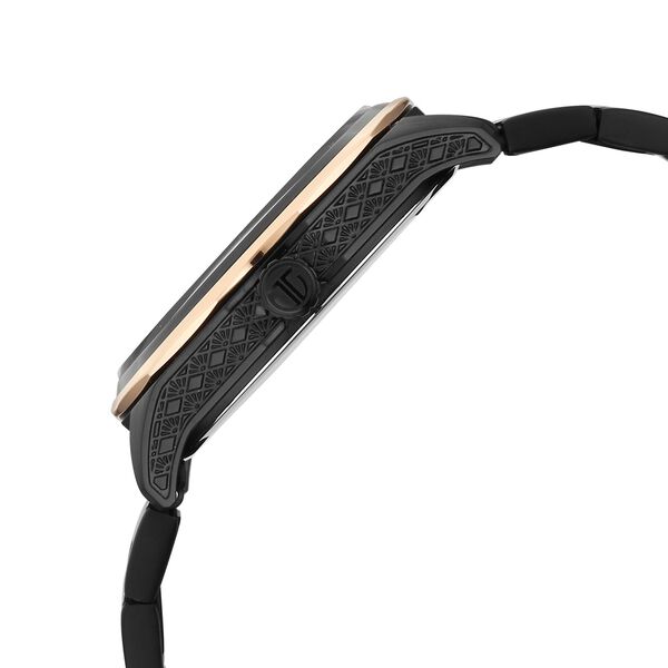 Titan Regalia Opulent Offset Second Hand Green Dial Rose Gold And Black Bimetal Strap Watch For Men - image number 5