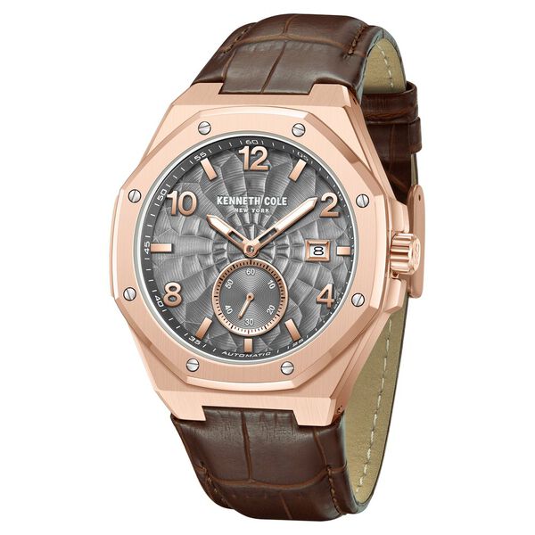 Kenneth Cole Automatic Brown Leather Strap Watch For Men - image number 1