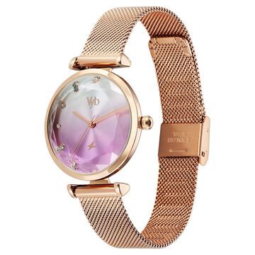 Vyb Aura By Fastrack Quartz Analog Two Toned Dial Metal Strap Watch For Girls