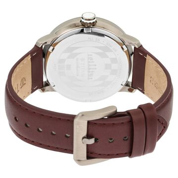 Titan Grandmaster White Dial Quartz Analog Leather Strap Watch for Men