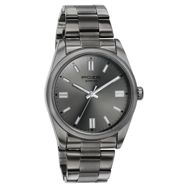 Sonata Poze Quartz Analog Grey Dial Grey Stainless Steel Strap Watch For Men - image number 2