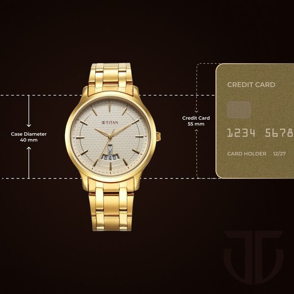 Titan Karishma Quartz Analog Champagne Dial Stainless Steel Strap Watch for Men - image number 2