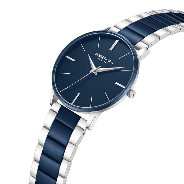 Kenneth Cole Quartz Analog Blue Dial Two Toned Stainless Steel Strap Watch For Couple - image number 3