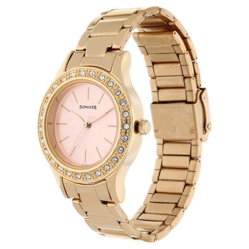 Sonata Blush Pink Dial Women Watch With Stainless Steel Strap