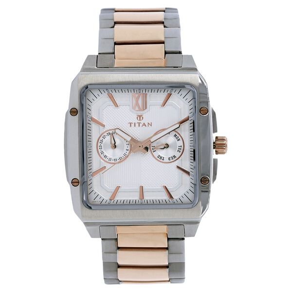 Titan Regal Crest Silver Dial Quartz Multifunction Stainless Steel Strap watch for Men - image number 0