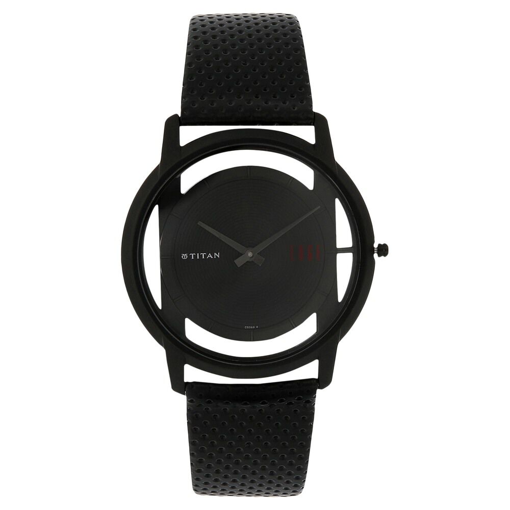 Buy Online Titan Quartz Analog Black Dial Leather Strap Watch for Men nl1577nl01 Titan