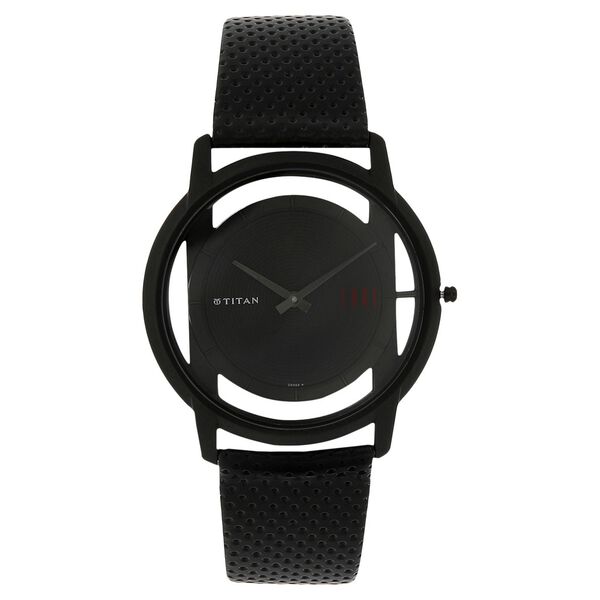 Titan Quartz Analog Black Dial Leather Strap Watch for Men - image number 0