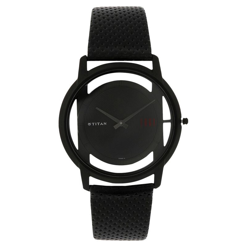 Titan Quartz Analog Black Dial Leather Strap Watch for Men
