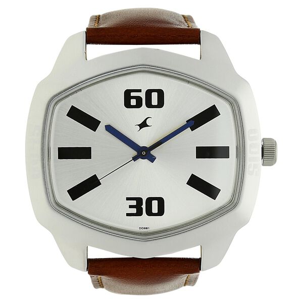 Fastrack Quartz Analog Silver Dial Leather Strap Watch for Guys - image number 0