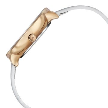 Fastrack Stunners Multifunction Rose Gold Dial White Leather Strap Watch For Girls