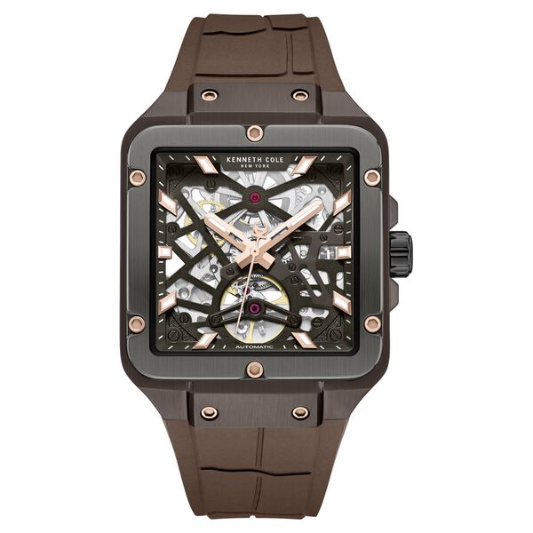 Kenneth Cole Automatic With Self Winding Automatic With Self Winding Brown Dial Silicone Strap Watch For Men - image number 0